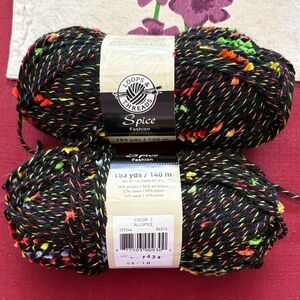 Loops & Threads Spice Fashion Yarn - Black with Multicolor Accents 2 skeins